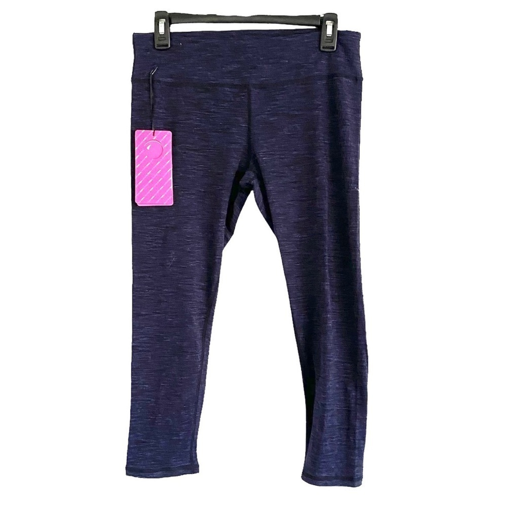 Yogalicious Leggings Large Navy Heather Blue Moon Crop Capri Workout Pant NWT